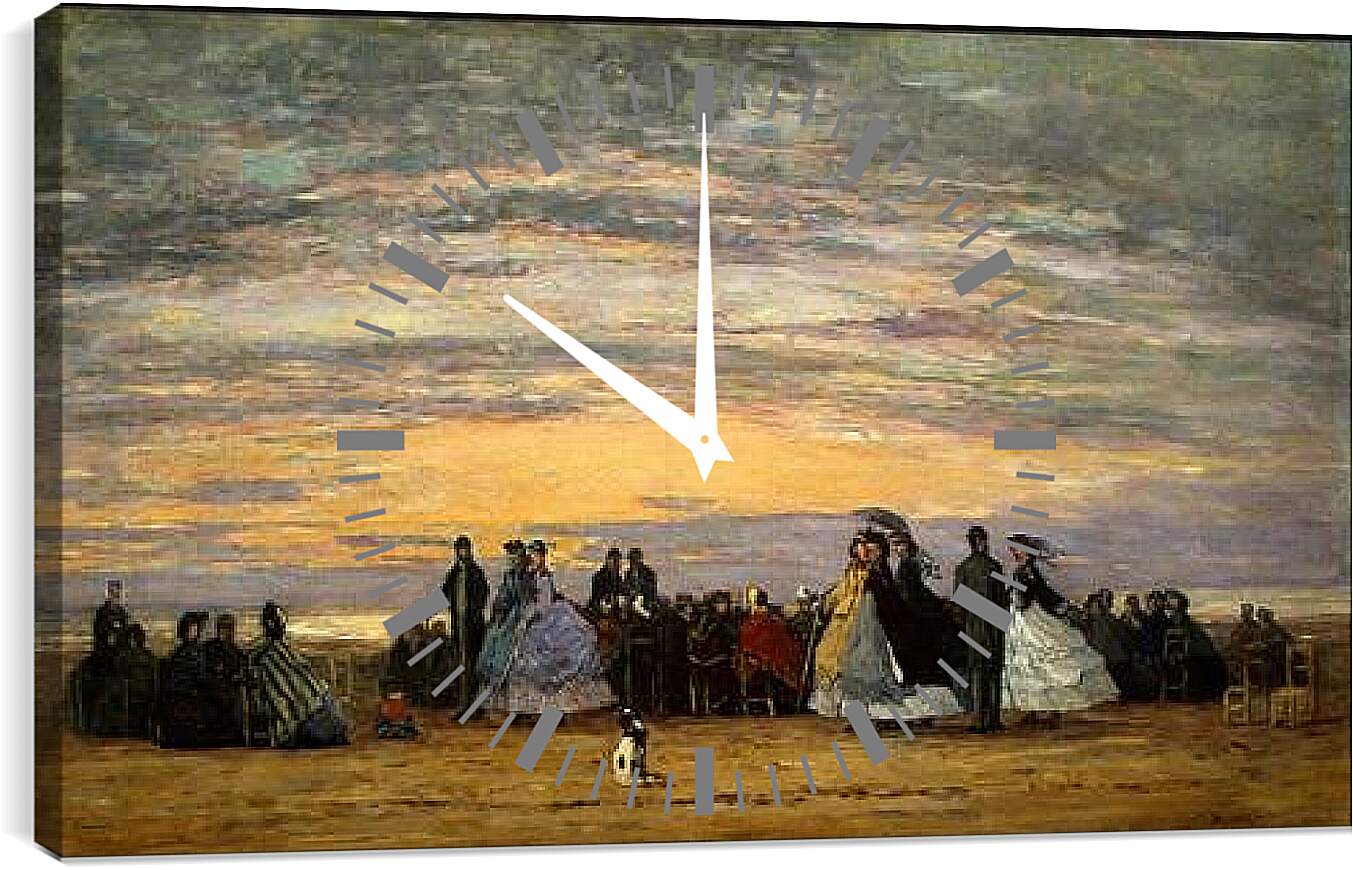 Часы картина - The Beach at Villerville. Эжен Буден