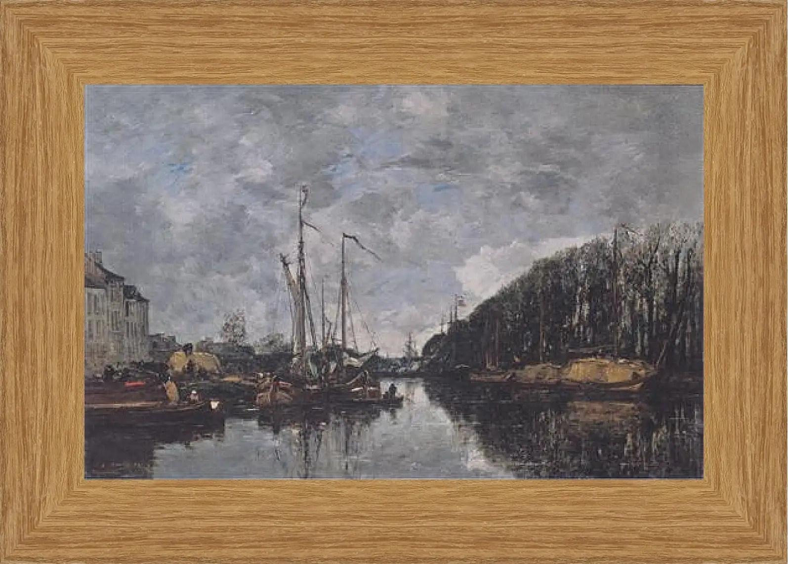 Картина в раме - Kanal an der Allee Verte in Brussel. Эжен Буден