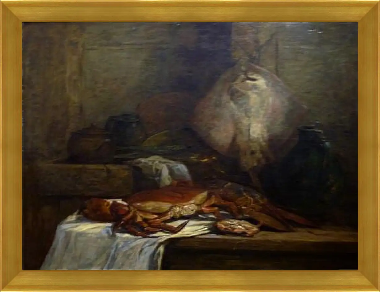 Картина в раме - Nature morte a la raie. Эжен Буден