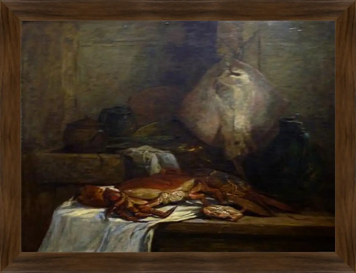 Картина в раме - Nature morte a la raie. Эжен Буден