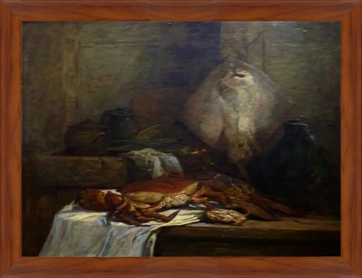 Картина в раме - Nature morte a la raie. Эжен Буден