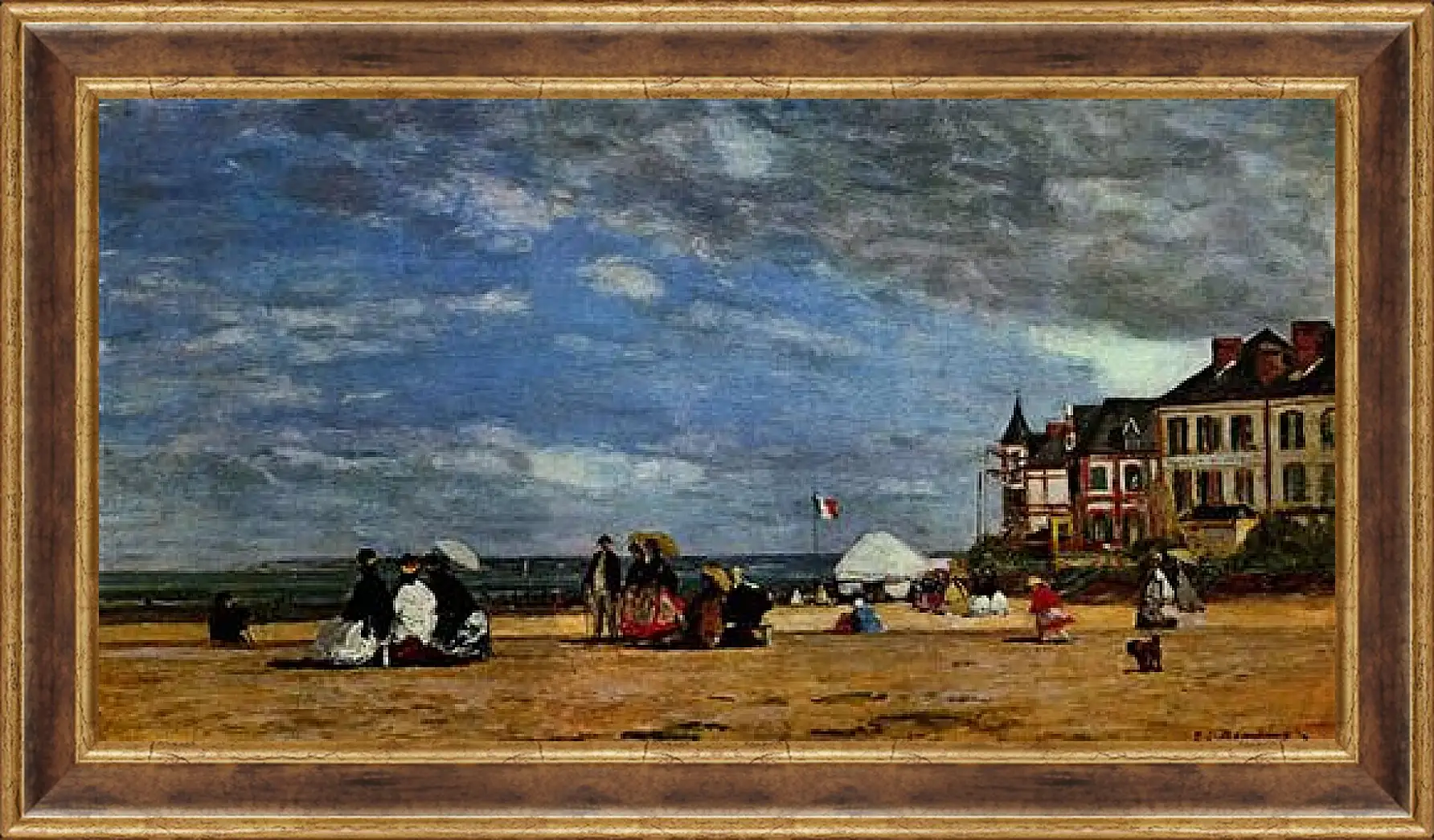 Картина в раме - Der Strand von Trouville. Эжен Буден