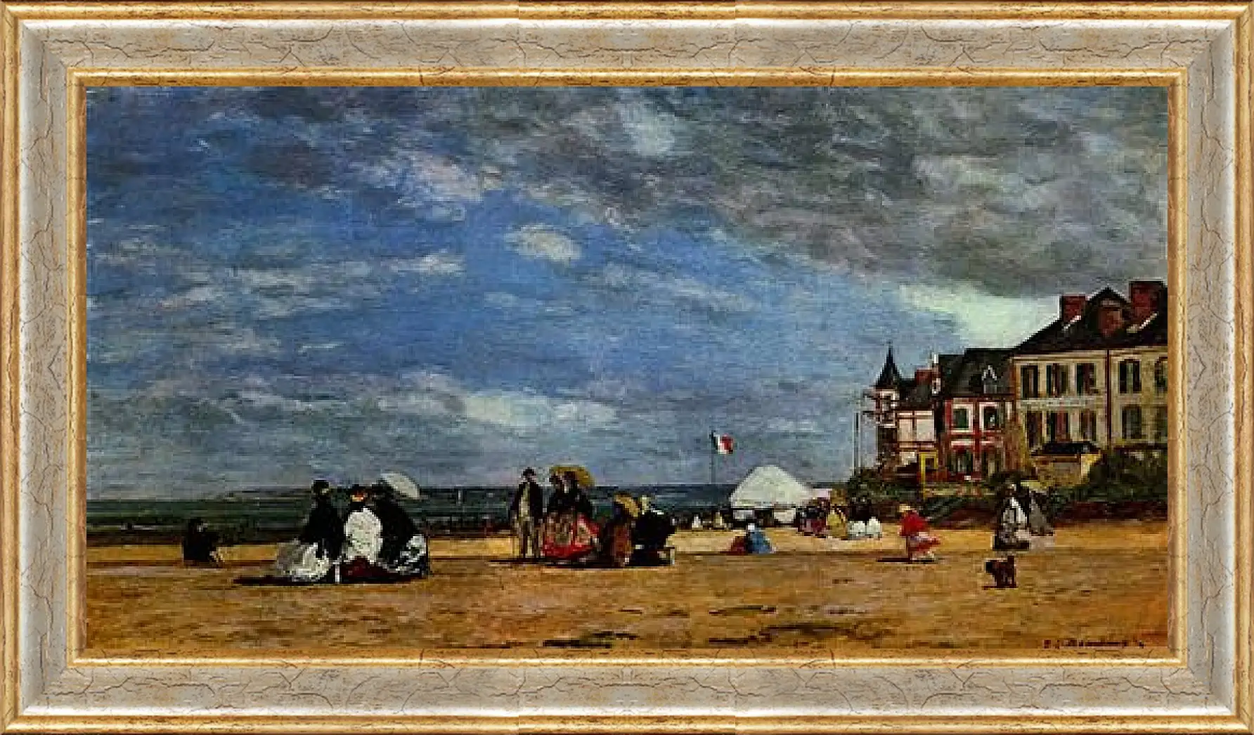 Картина в раме - Der Strand von Trouville. Эжен Буден