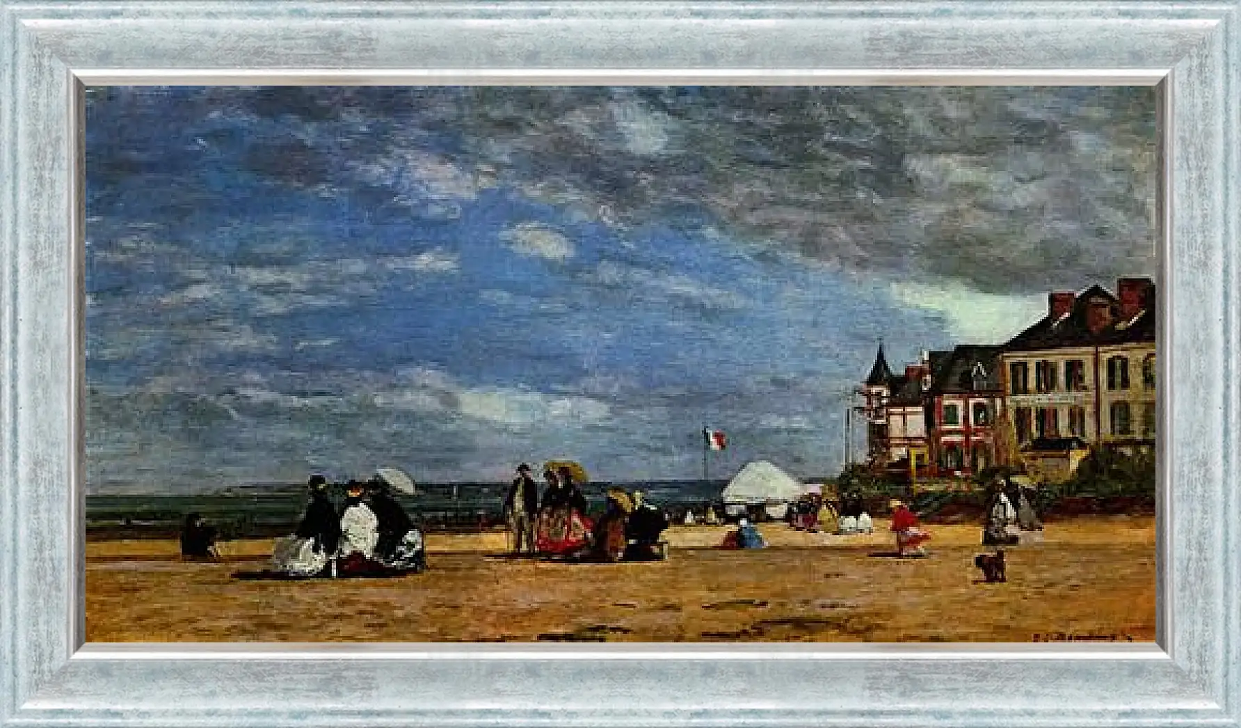 Картина в раме - Der Strand von Trouville. Эжен Буден