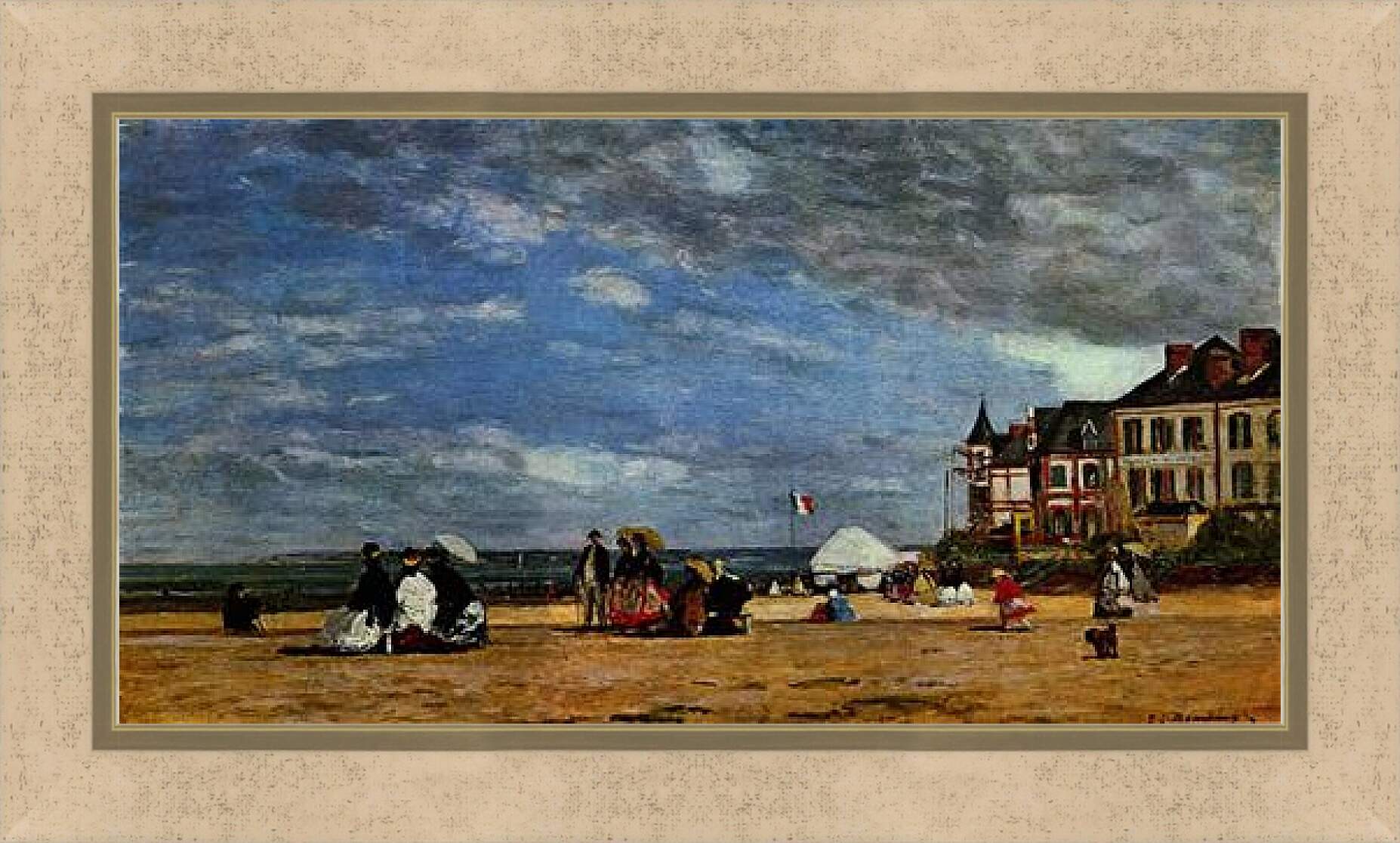 Картина в раме - Der Strand von Trouville. Эжен Буден
