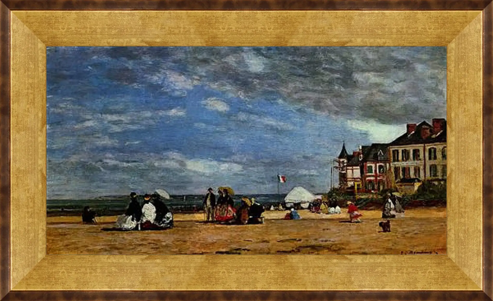 Картина в раме - Der Strand von Trouville. Эжен Буден