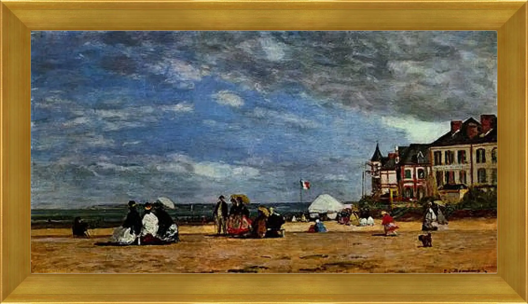 Картина в раме - Der Strand von Trouville. Эжен Буден