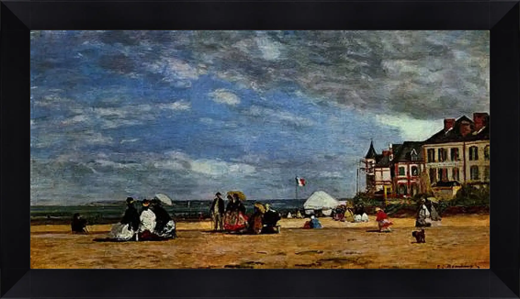 Картина в раме - Der Strand von Trouville. Эжен Буден