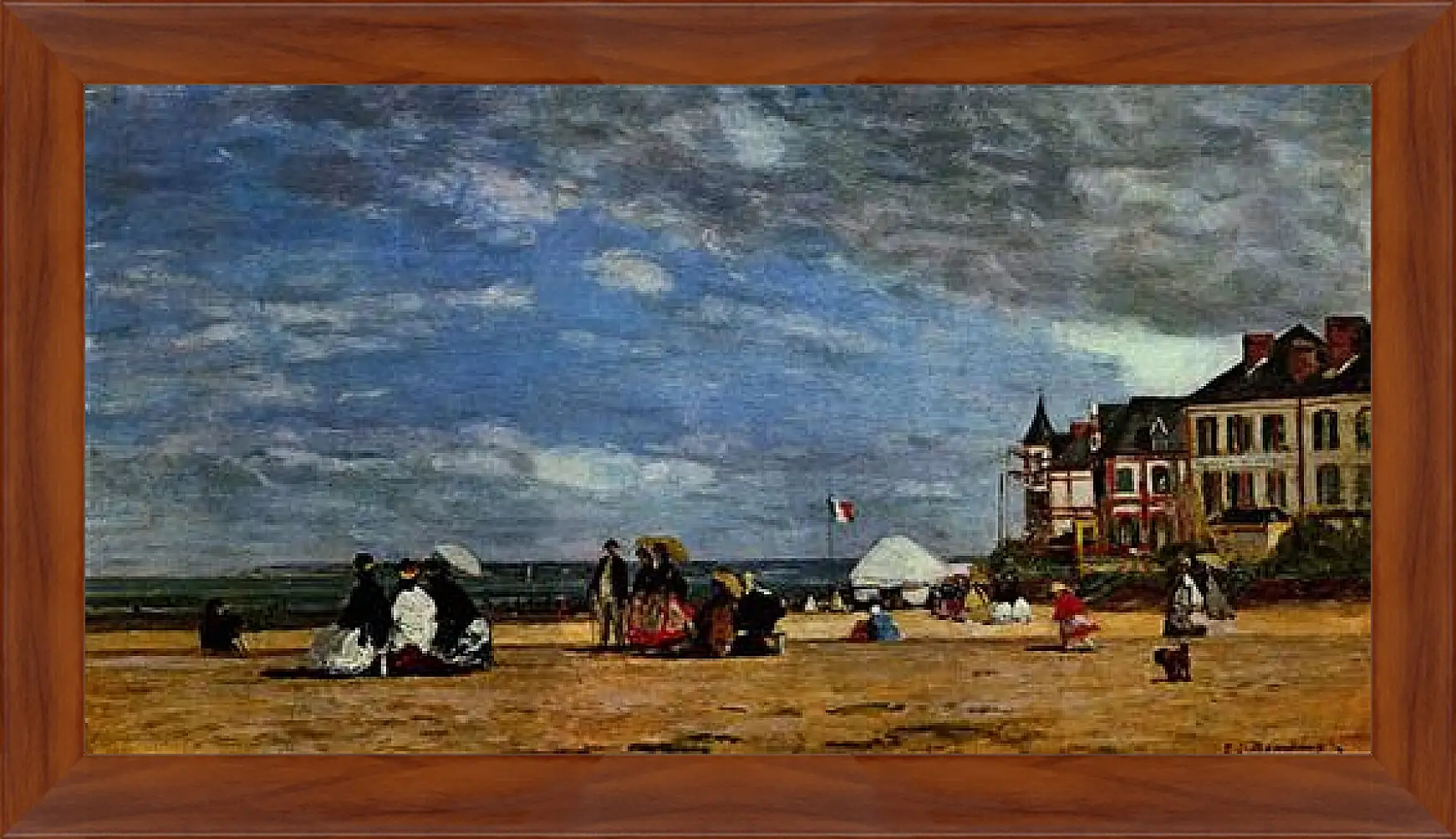 Картина в раме - Der Strand von Trouville. Эжен Буден