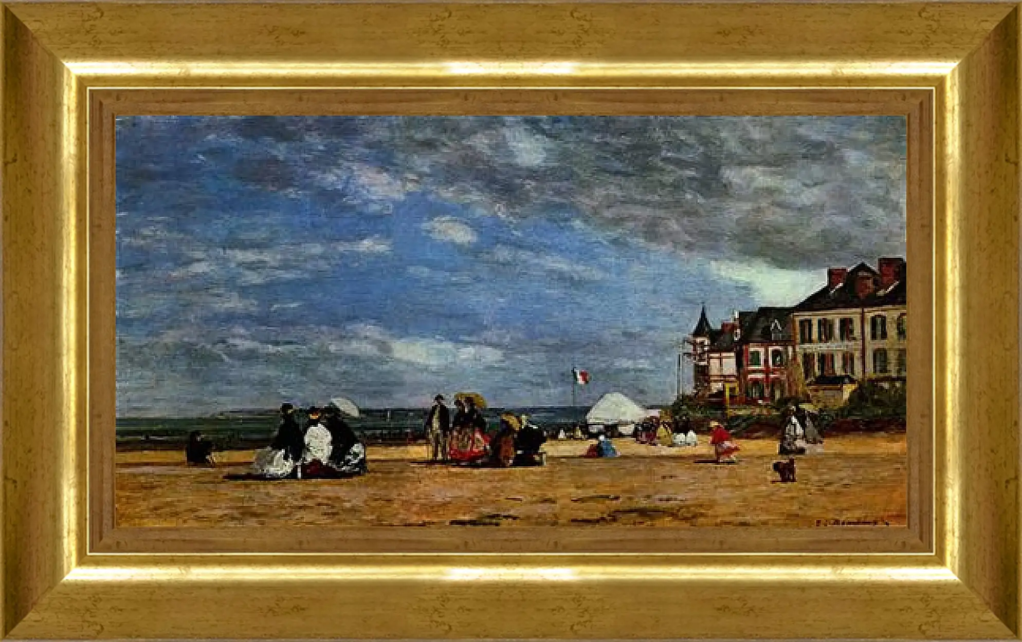 Картина в раме - Der Strand von Trouville. Эжен Буден