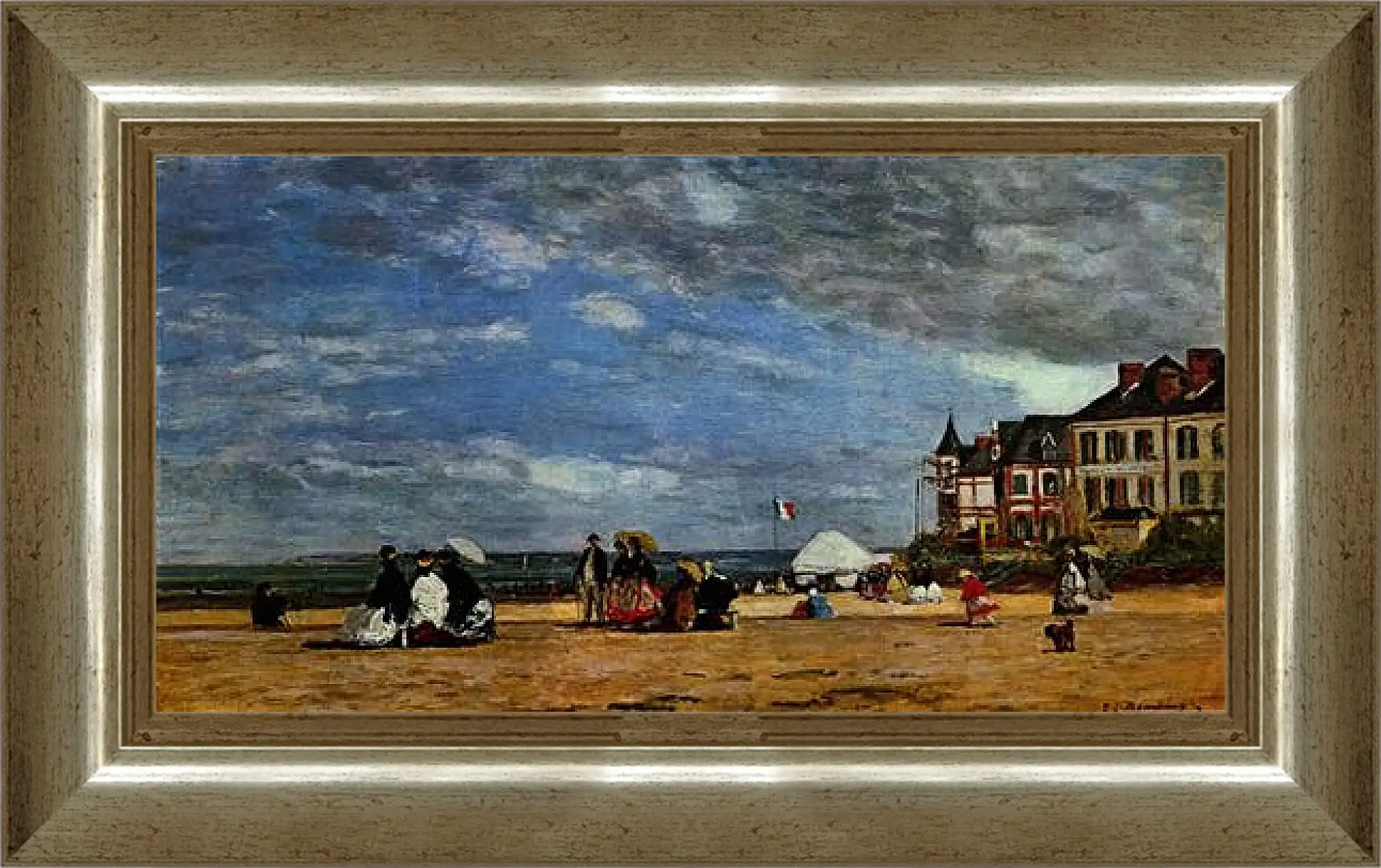 Картина в раме - Der Strand von Trouville. Эжен Буден