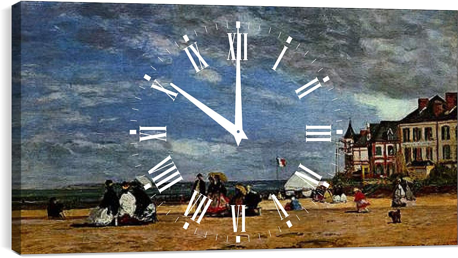 Часы картина - Der Strand von Trouville. Эжен Буден