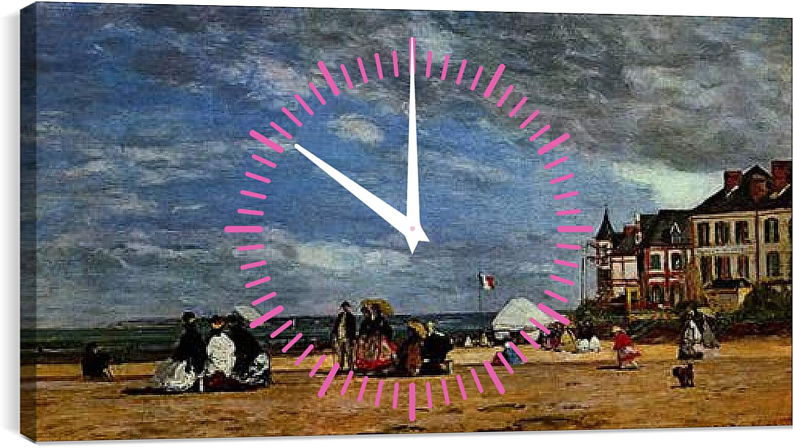 Часы картина - Der Strand von Trouville. Эжен Буден