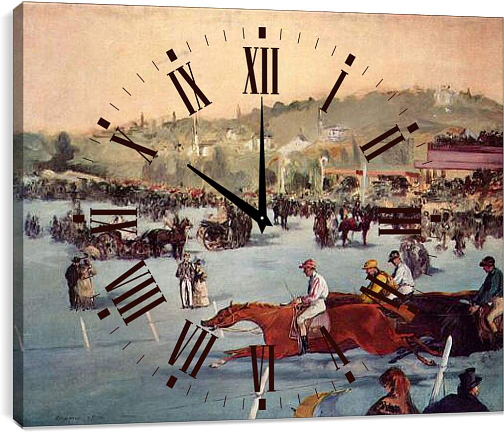 Часы картина - Rennen im Bois de Boulogne. Эдуард Мане