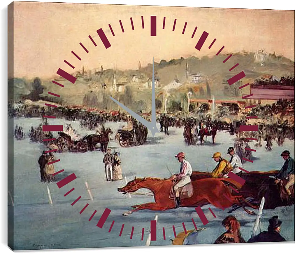 Часы картина - Rennen im Bois de Boulogne. Эдуард Мане
