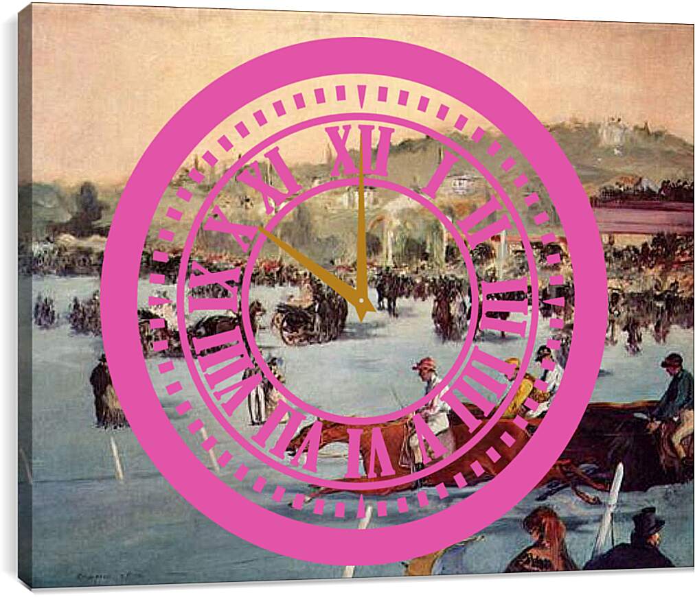 Часы картина - Rennen im Bois de Boulogne. Эдуард Мане