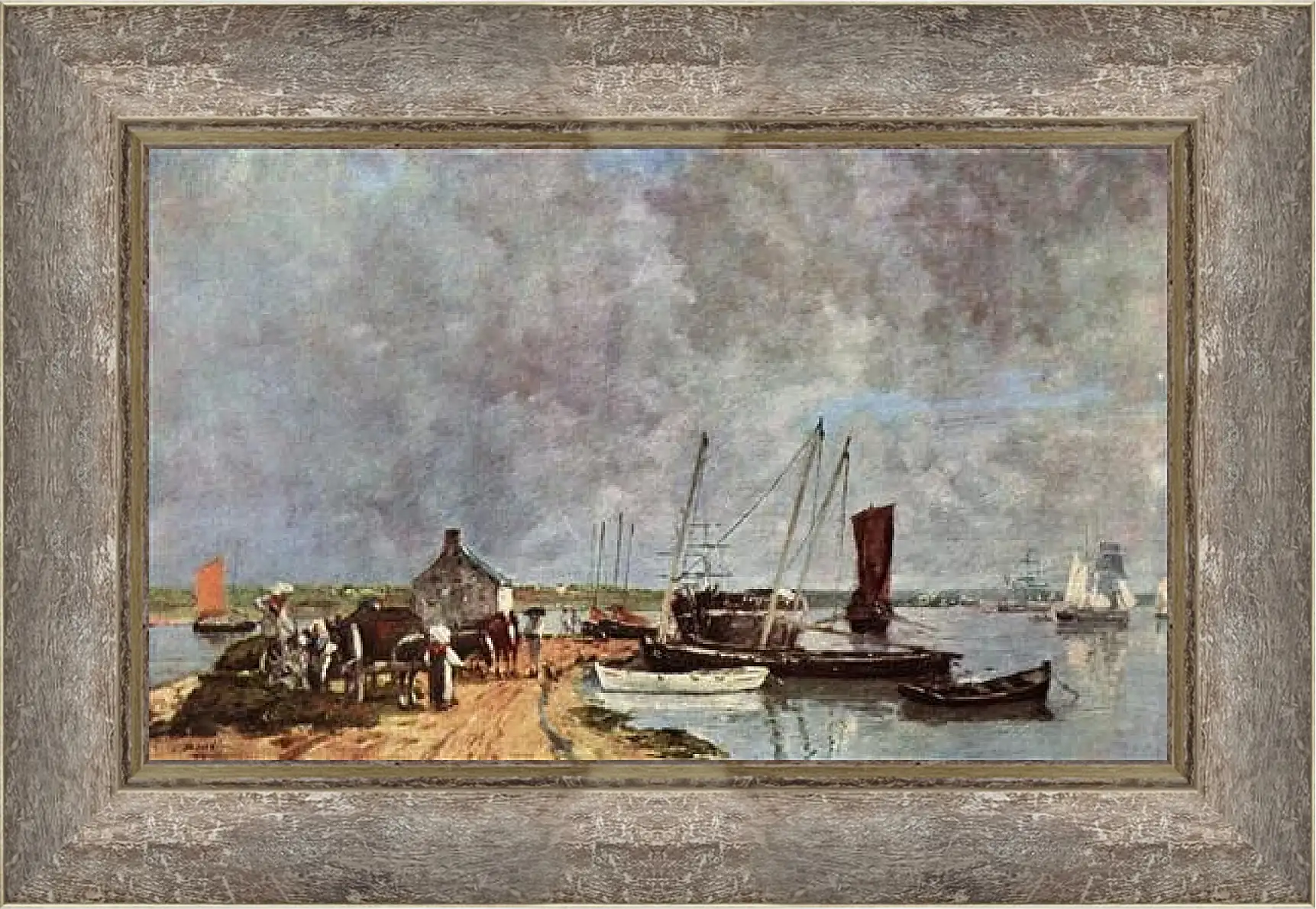 Картина в раме - Seehafen. Эжен Буден