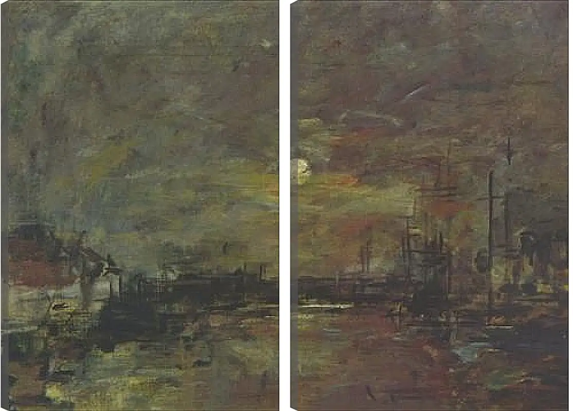Модульная картина - Abenddammerung uber dem Hafen von Le Havre. Эжен Буден