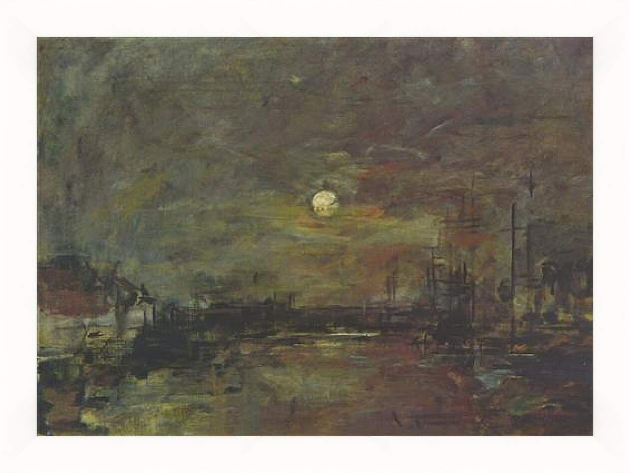 Картина в раме - Abenddammerung uber dem Hafen von Le Havre. Эжен Буден