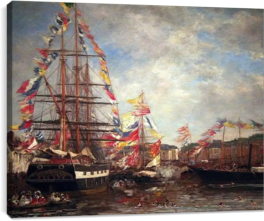 Постер и плакат - Festival in the Harbor of Honfleur. Эжен Буден