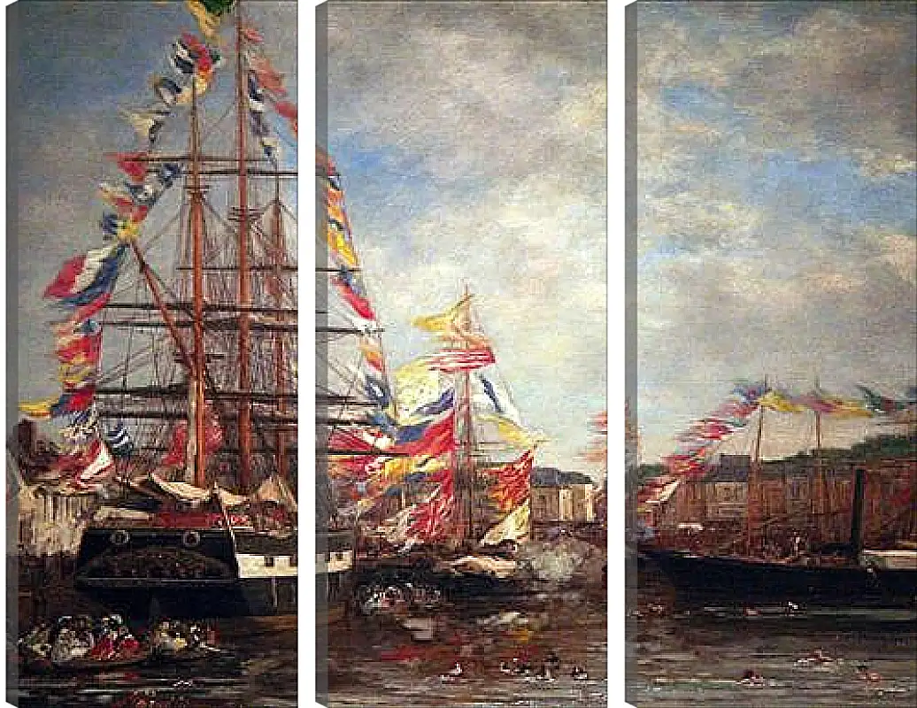 Модульная картина - Festival in the Harbor of Honfleur. Эжен Буден