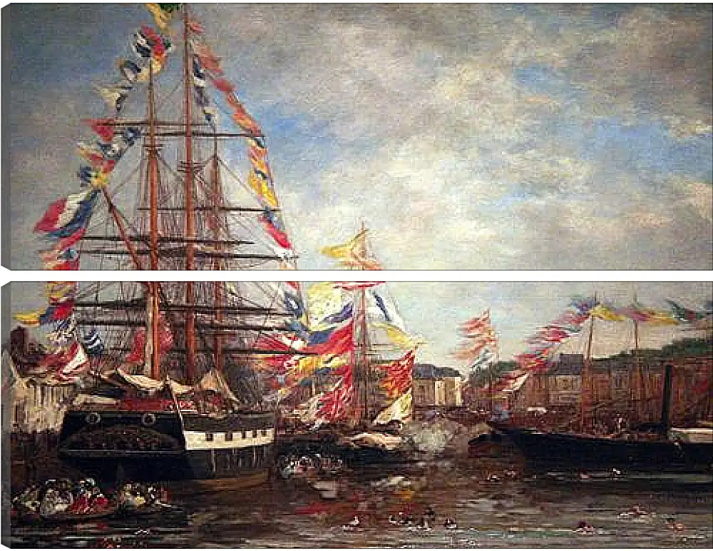 Модульная картина - Festival in the Harbor of Honfleur. Эжен Буден