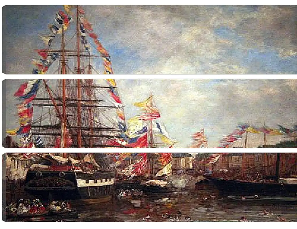 Модульная картина - Festival in the Harbor of Honfleur. Эжен Буден