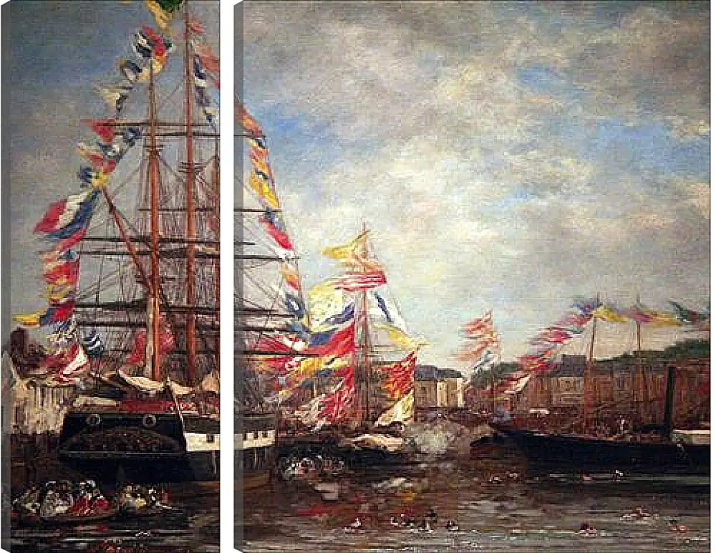 Модульная картина - Festival in the Harbor of Honfleur. Эжен Буден