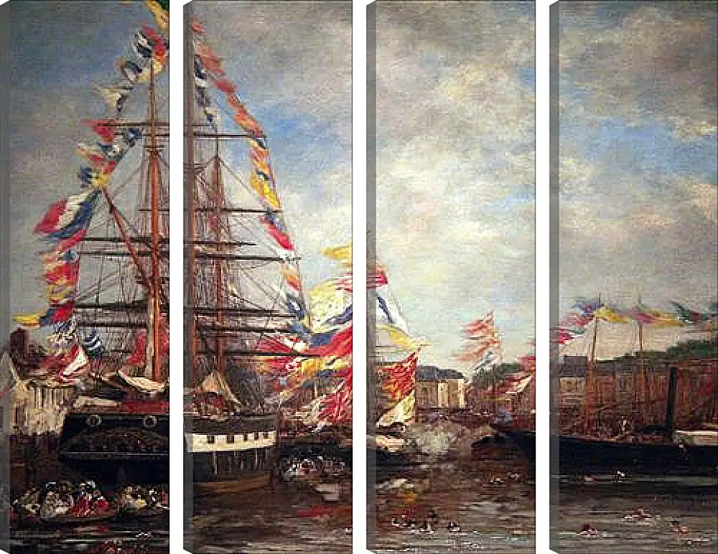 Модульная картина - Festival in the Harbor of Honfleur. Эжен Буден