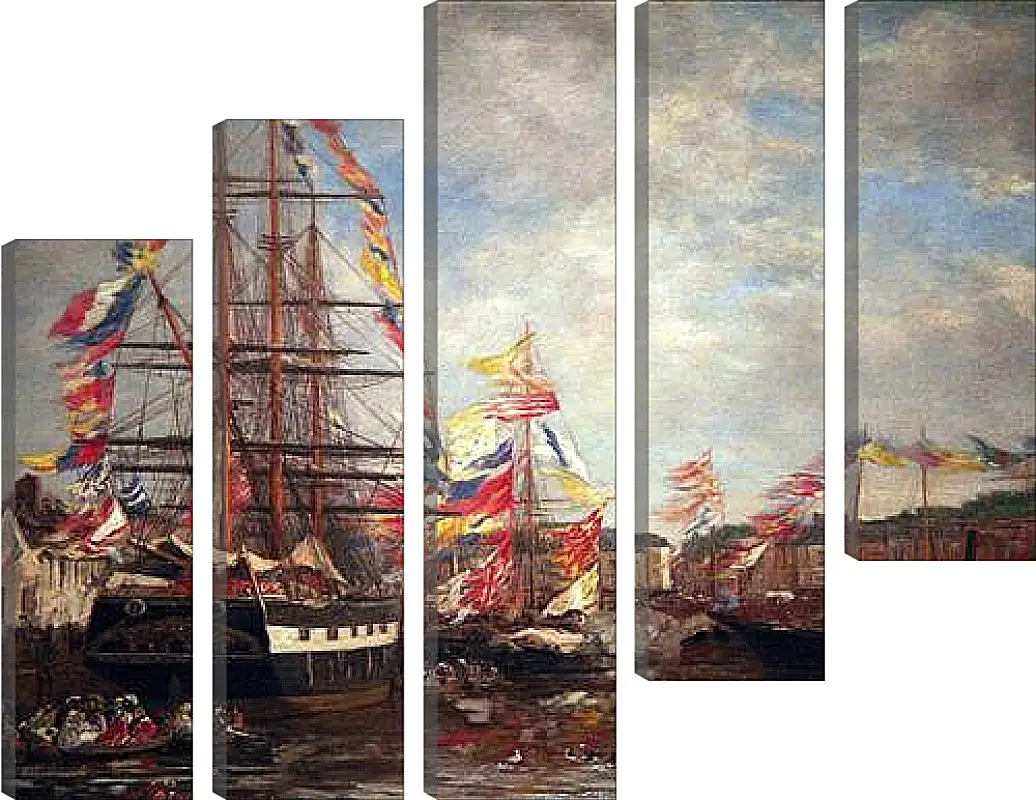 Модульная картина - Festival in the Harbor of Honfleur. Эжен Буден