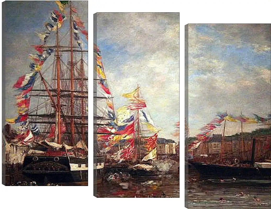 Модульная картина - Festival in the Harbor of Honfleur. Эжен Буден