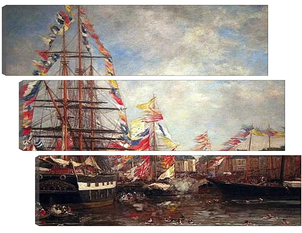 Модульная картина - Festival in the Harbor of Honfleur. Эжен Буден