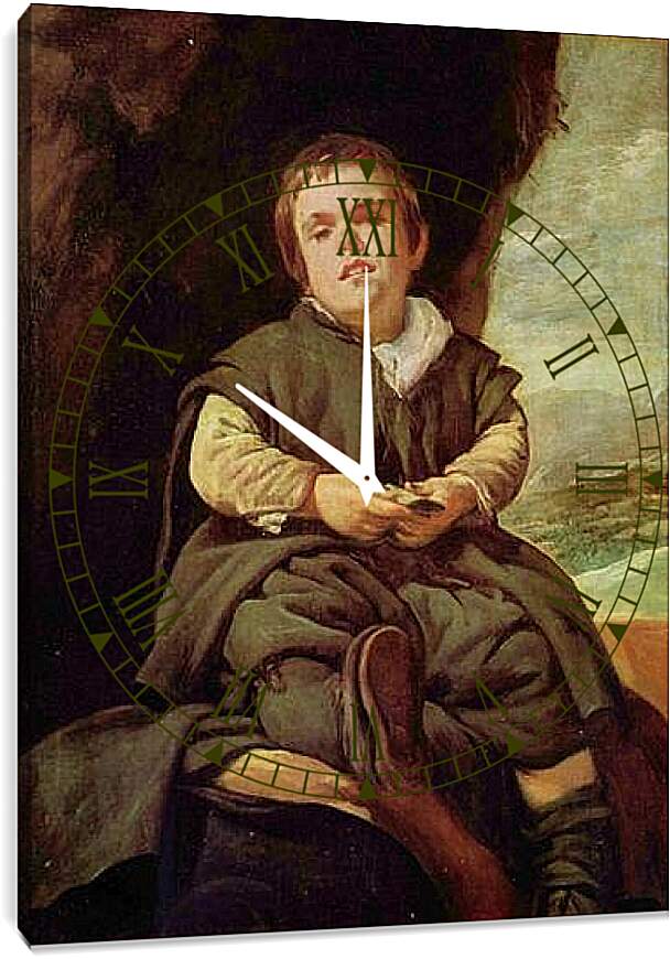 Часы картина - Portraet des Hofzwerges Francisco Lezcano. Диего Веласкес