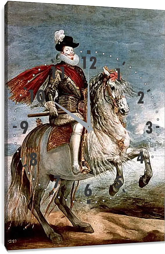 Часы картина - Felipe III caballo. Диего Веласкес