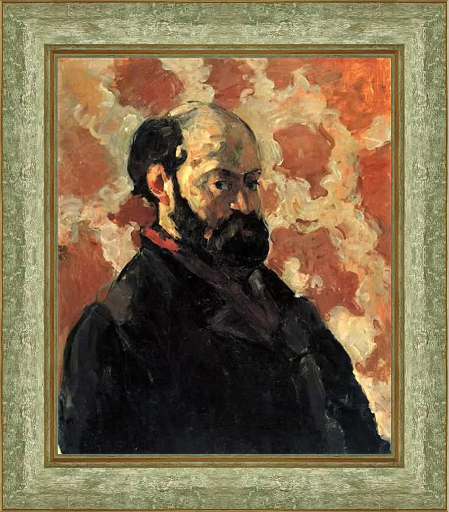 Картина в раме - Selbstportraet vor rosa Hintergrund. Поль Сезанн