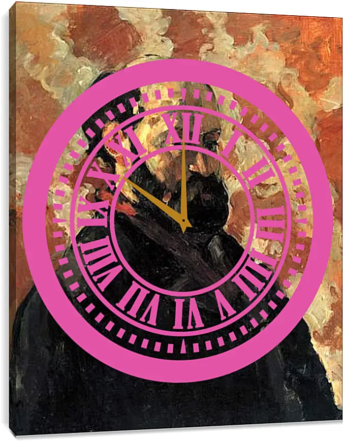 Часы картина - Selbstportraet vor rosa Hintergrund. Поль Сезанн