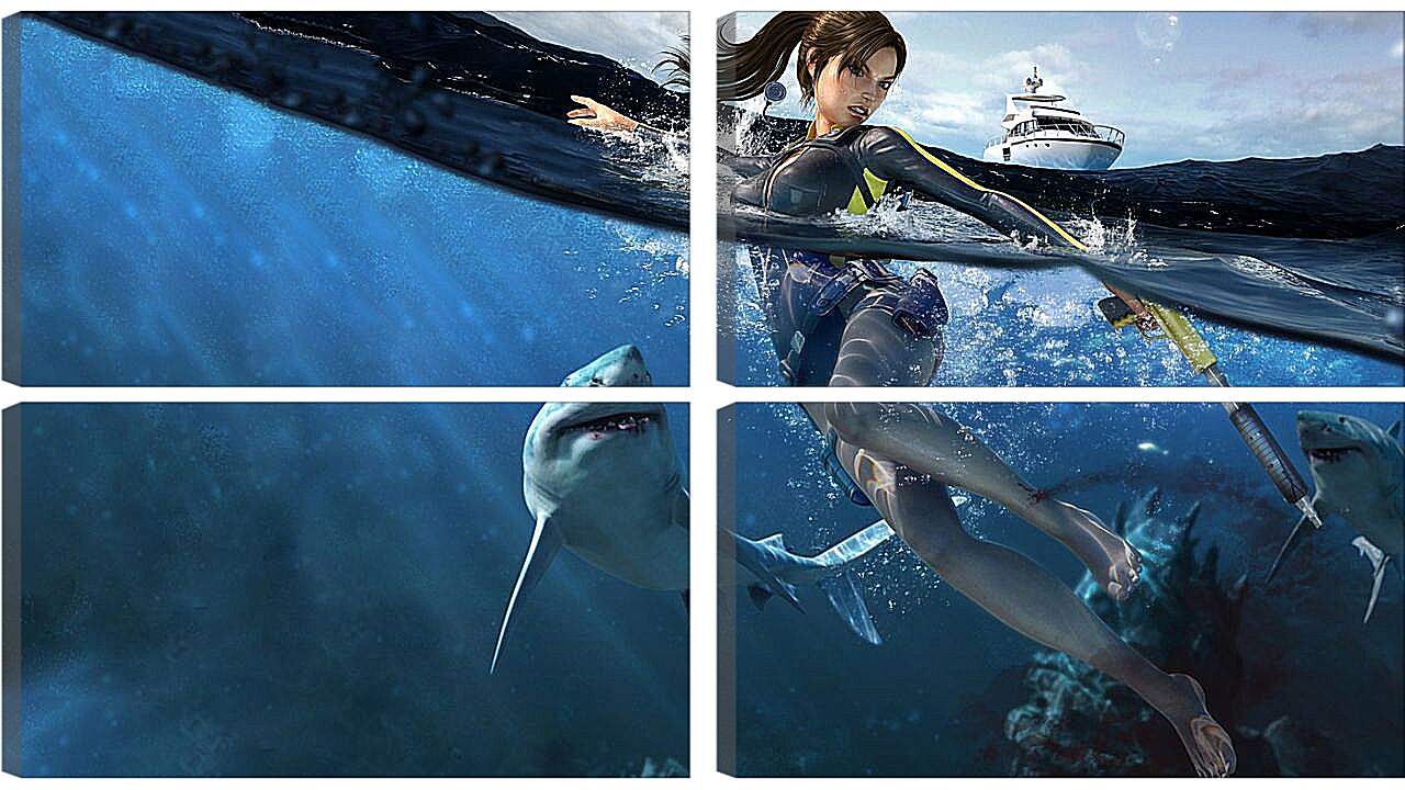 Модульная картина - Дайвинг с акулами