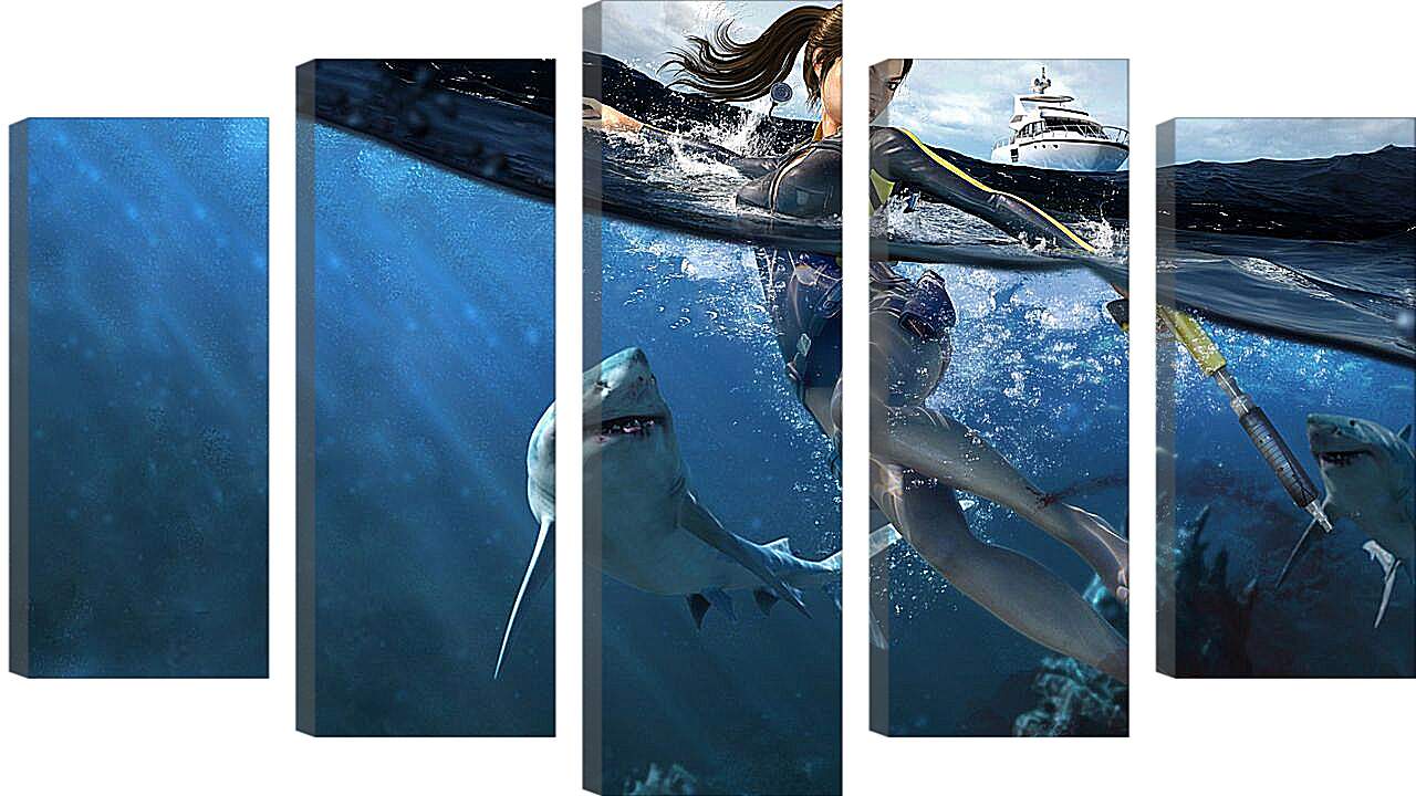 Модульная картина - Дайвинг с акулами