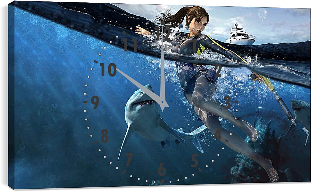 Часы картина - Дайвинг с акулами