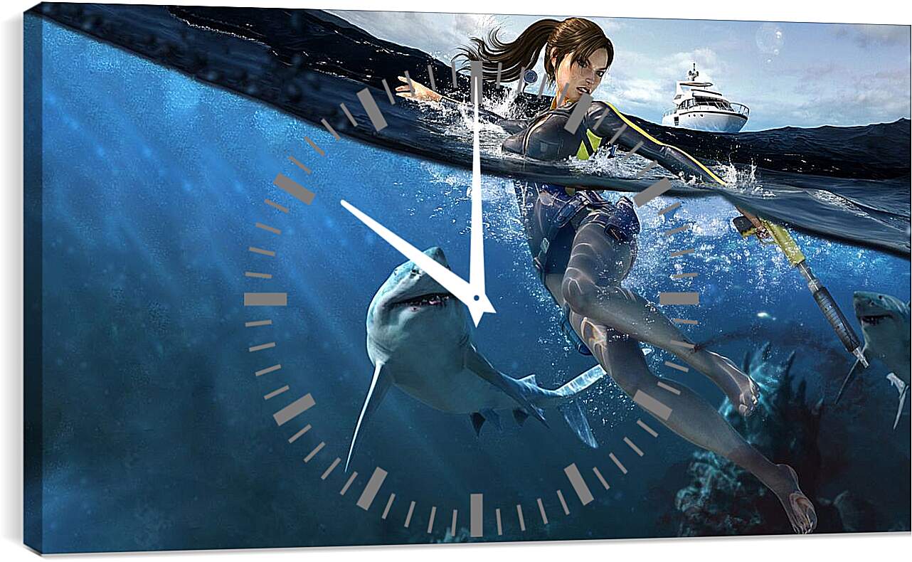 Часы картина - Дайвинг с акулами