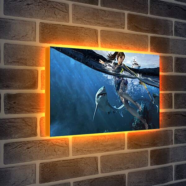 Лайтбокс световая панель - Дайвинг с акулами
