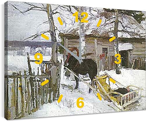 Часы картина - Зимой. Коровин Константин