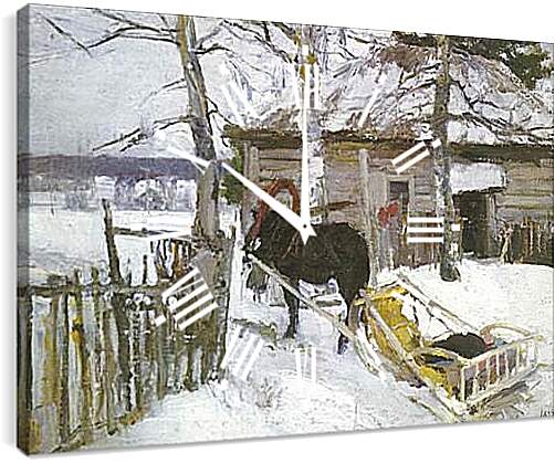 Часы картина - Зимой. Коровин Константин