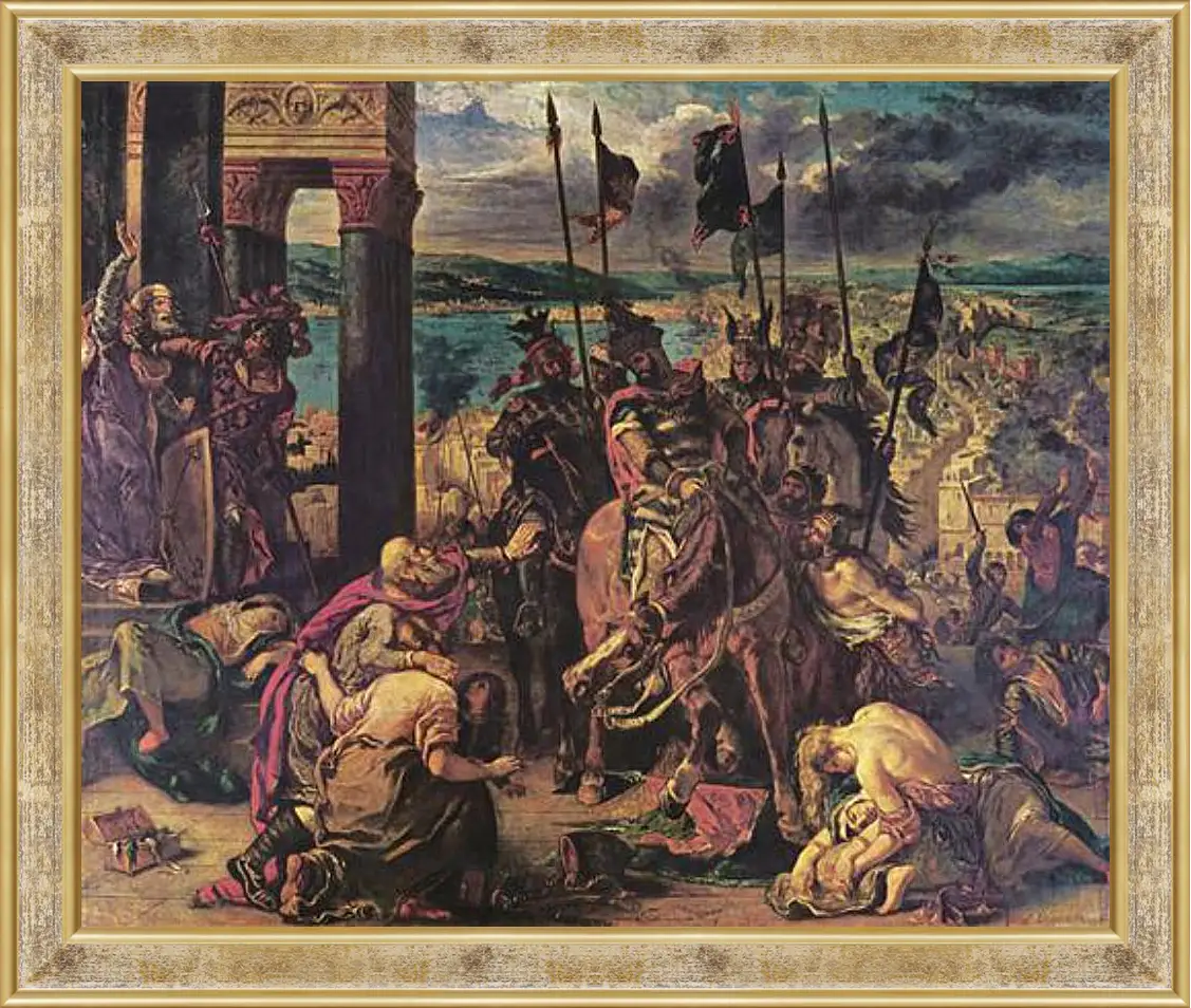 Картина в раме - The Entry of the Crusaders into Constantinople. Эжен Делакруа