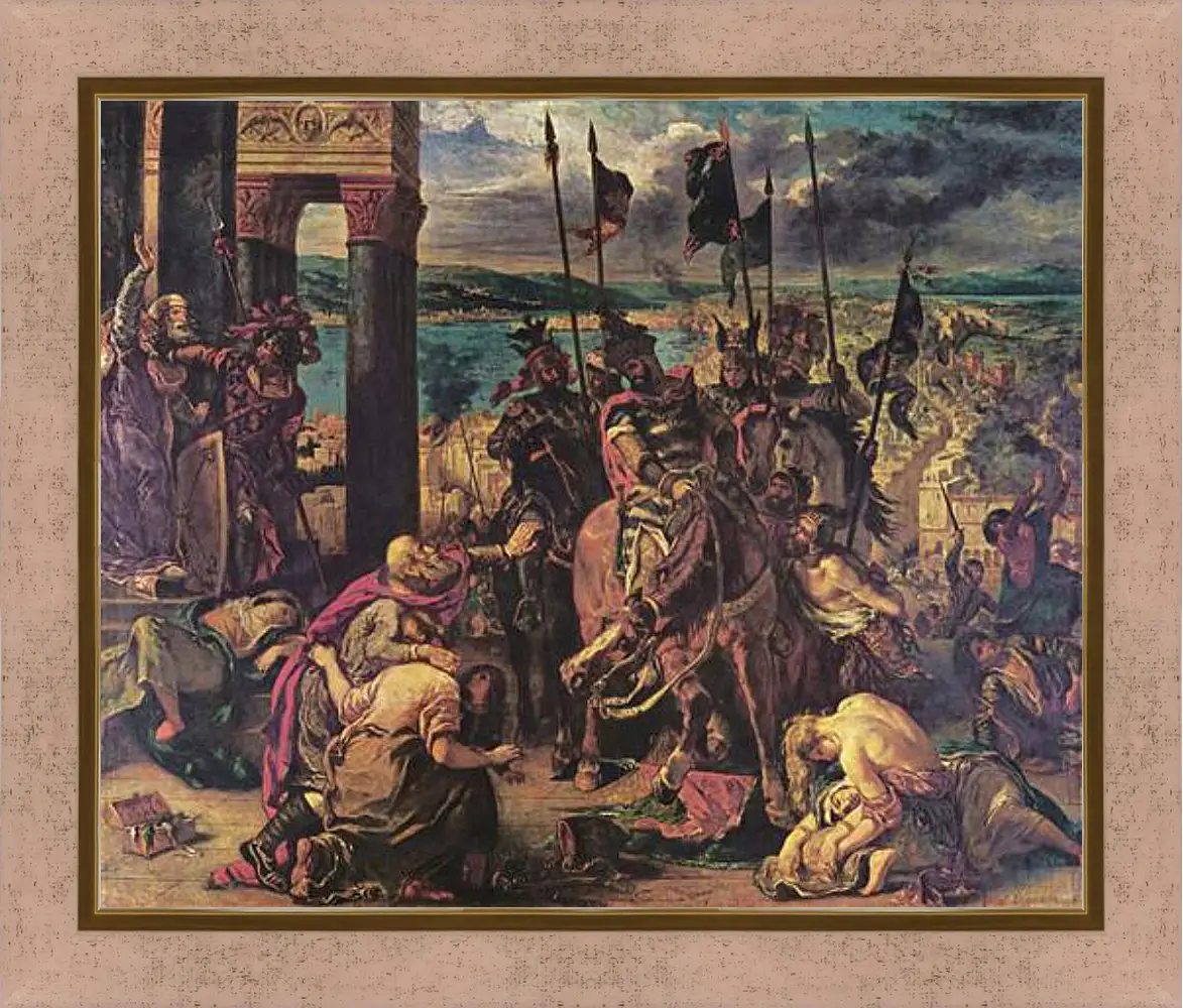 Картина в раме - The Entry of the Crusaders into Constantinople. Эжен Делакруа