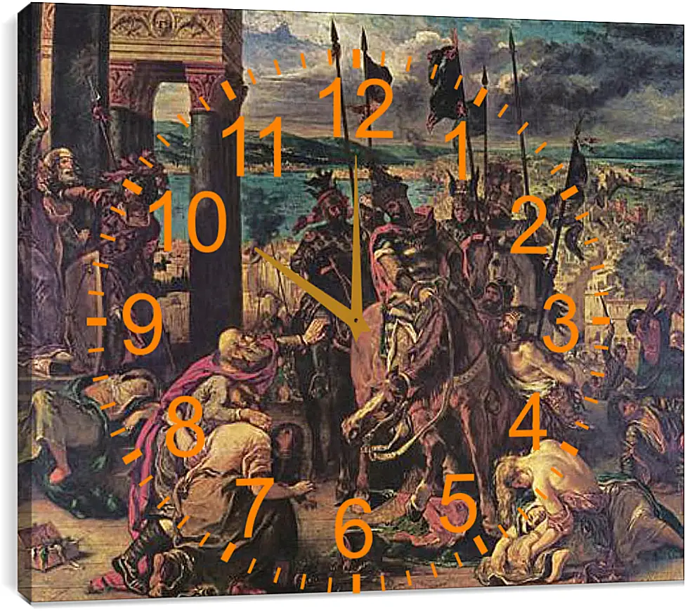 Часы картина - The Entry of the Crusaders into Constantinople. Эжен Делакруа