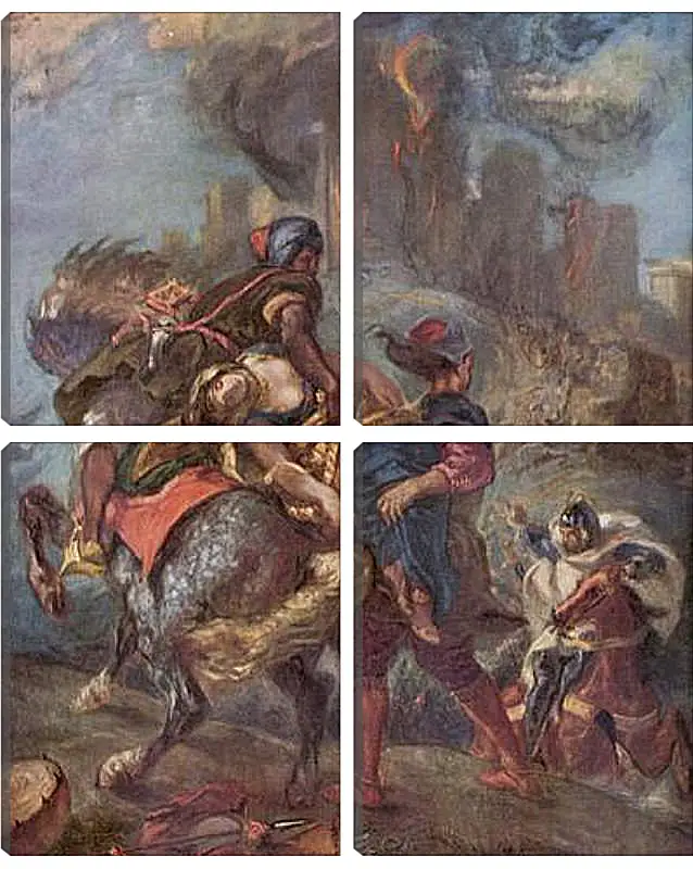 Модульная картина - The Abduction of Rebecca. Эжен Делакруа