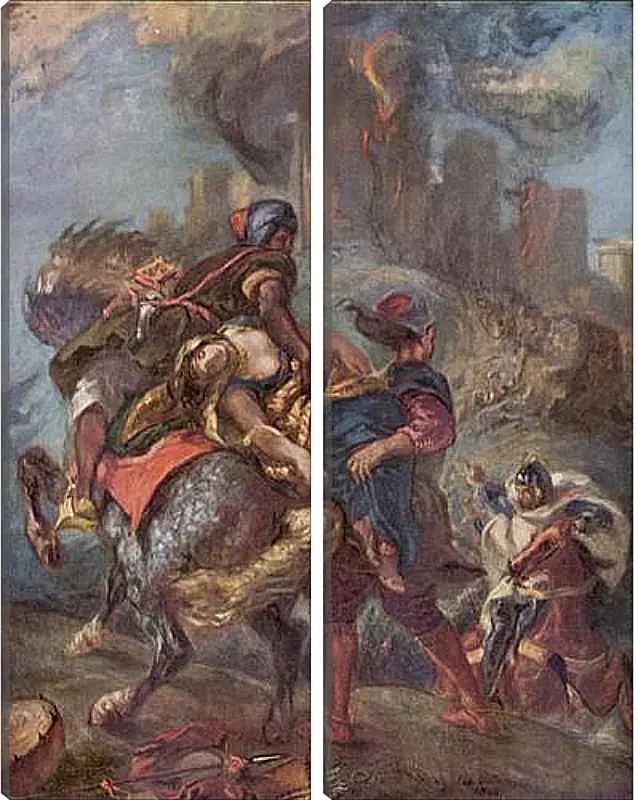 Модульная картина - The Abduction of Rebecca. Эжен Делакруа