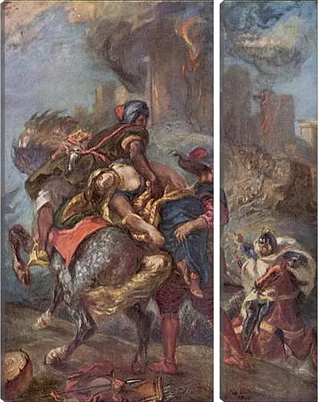 Модульная картина - The Abduction of Rebecca. Эжен Делакруа