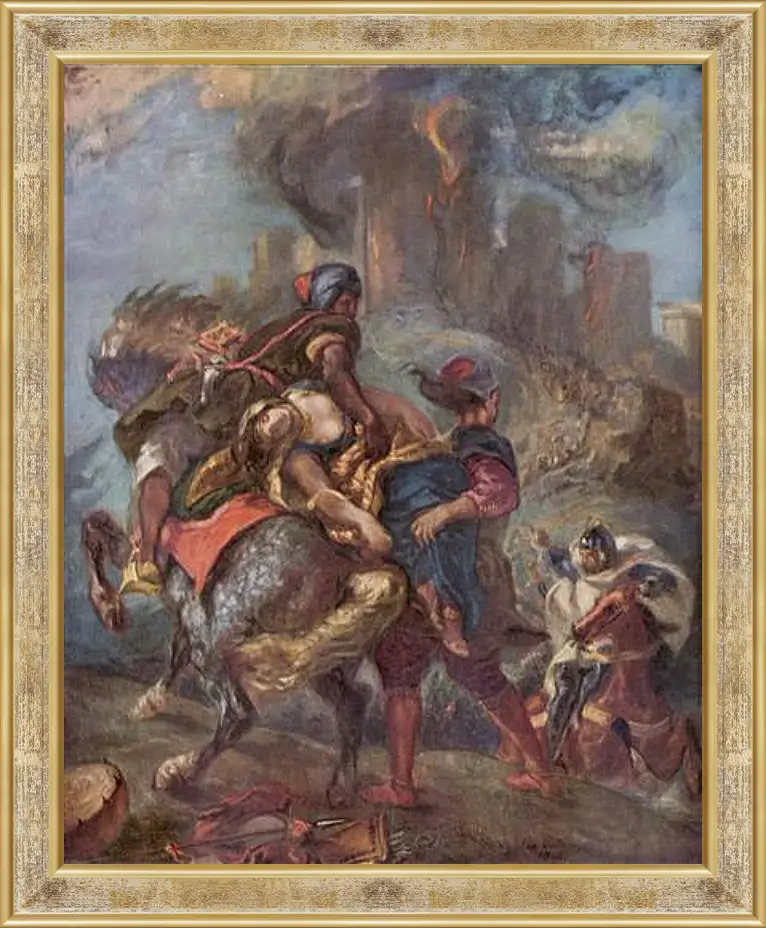 Картина в раме - The Abduction of Rebecca. Эжен Делакруа